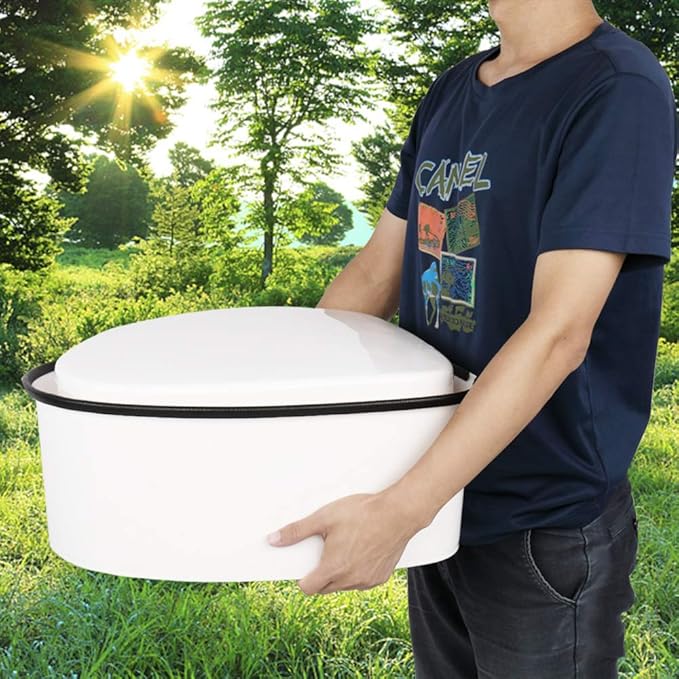 VINGLI Portable Toilet | Indoor Outdoor Commode w/Detachable Inner Bucket & Removable Paper Holder, Lightweight & Compact for Camping, Boat, Van, Emergency Use (White)