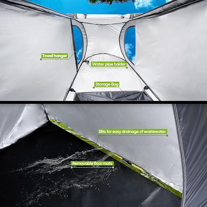 NEVERLAND Pop Up Privacy Shower Tent - Portable Changing Shower Tent, Dressing Room, Bathroom, Outdoor Rain Shelter for Camping, Hiking, Beach