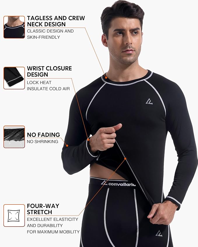 CL convallaria Thermal Underwear Long Johns Set Mens Winter Gift Hunting Gear Sport Base Layer Bottom Top
