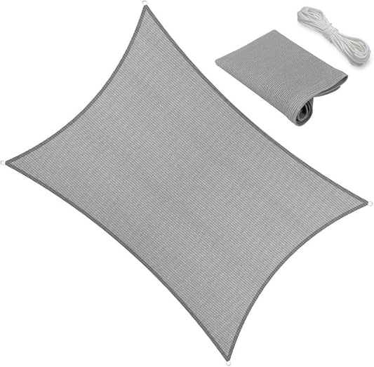 19' x 21' Grey Outdoor Sun Shade Sail Canopy ??UV Resistant Permeable Awning Fabric for Patio, Garden, Backyard, Pergola, Carport, Lawn Shelter Cover