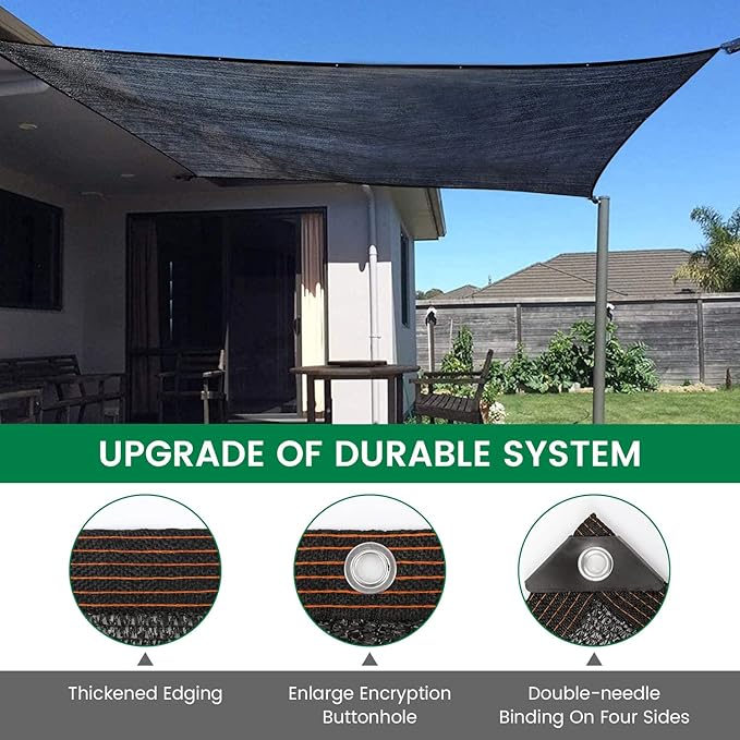 70% 10 X 12 FT Black Shade Cloth, Outdoor Sunblock Shade Cloth with Grommets, Durable Sun Shade Netting Shading Antifreezing for Patio, Garden, Plants Cover, Greenhouse, Barns, Dog Kennel