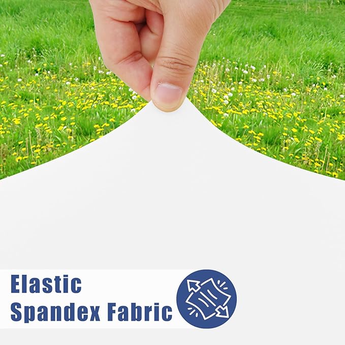 Spandex Picnic Table Cloth 2 Pack, Elastic Fitted Tablecloths for 6 Foot Rectangle Tables, Stretch Washable Patio Table Cover for Outdoor, Camping, Banquet and Parties (White, 30"x72")