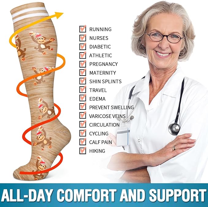 6 Pack Copper Compression Socks for Women and Men Circulation-Best Support for Medical, Running,Nursing,Athletic