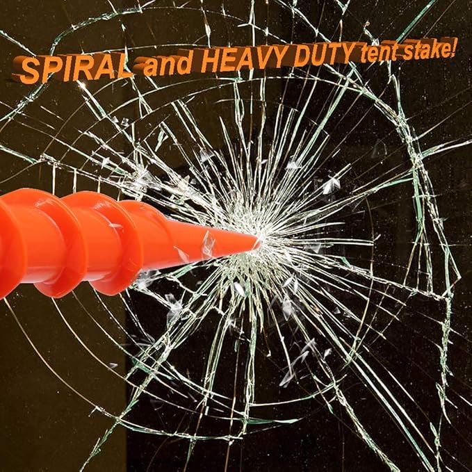 Beach Tent Stakes Canopy Anchors Canopy Stakes Heavy Duty Screw Shape 10 inch - 20 Pack Orange