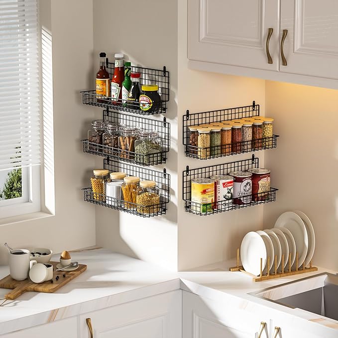 X-cosrack Spice Rack Wall Mount, 5 Tier Large Spice Rack Organizer for Efficient Storage, Height-Adjustable Hanging Spice Shelf for Kitchen and Pantry, Up to Storage 90 Jars(Patent No.:D909138S)