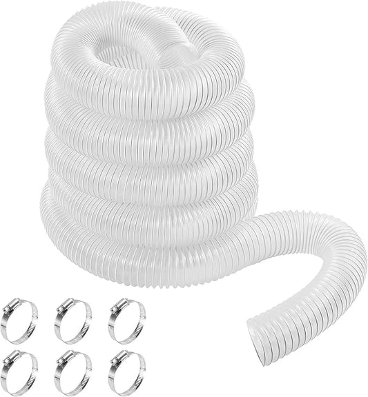 2 1/2" x 20' Clear Dust Collection Hose, PVC Puncture Resistant Fume Collection Hose with 6 Pieces Stainless Steel Clamps, 2.5 Inch Dust Collector for Woods Debris