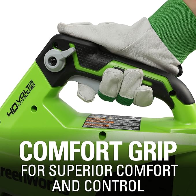 Greenworks 40V (120 MPH / 450 CFM / 75+ Compatible Tools) Cordless Axial Leaf Blower, 4.0Ah Battery and Charger Included