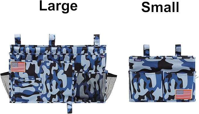 Surblue Bedside Caddy Hanging Organizer Storage Bag Pocket for Bunk, Hospital, College Dorm Rooms, Baby Bed Rails, Camp - 8 Pockets, Large, Ocean