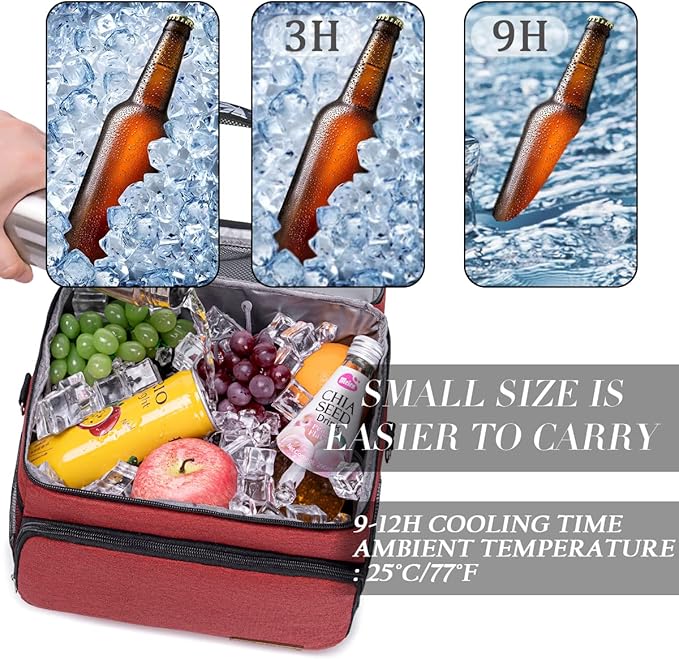 TuErcao Insulated Cooler Bag 6/24 Can Collapsible Leakproof Soft Sided Cooler for Car, Portable Foldable Small Ice Chest for Beach Camping Picnic Travel, 5/15qt Lunch Box for Men Work