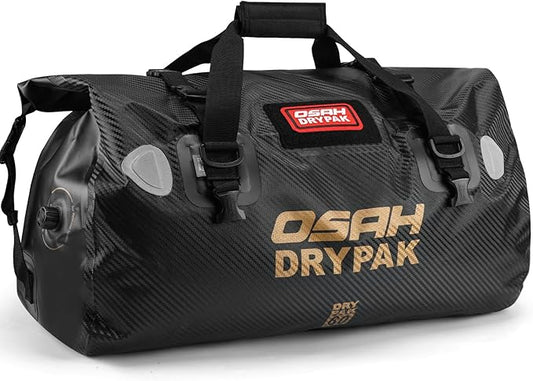 Waterproof Duffel Bag - Motorcycle Dry Bag Tail Bag with Large Storage Space, Waterproof Luggage Duffle Bags with Outer Mesh Zipper Pocket for Camping, Kayaking, Fishing & Traveling