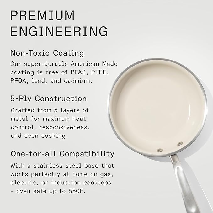 Made In Cookware - 8" Ceramic Non Stick Frying Pan (Stainless Handle) - 5-Ply Stainless Clad with Stay-Cool Handle - Professional Cookware - Induction Compatible