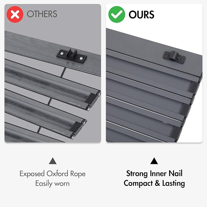 PORTAL Lightweight Aluminum Folding Square Table Roll Up Top 4 People Compact Table with Carry Bag for Camping, Picnic, Backyards, BBQ, Dark Gray