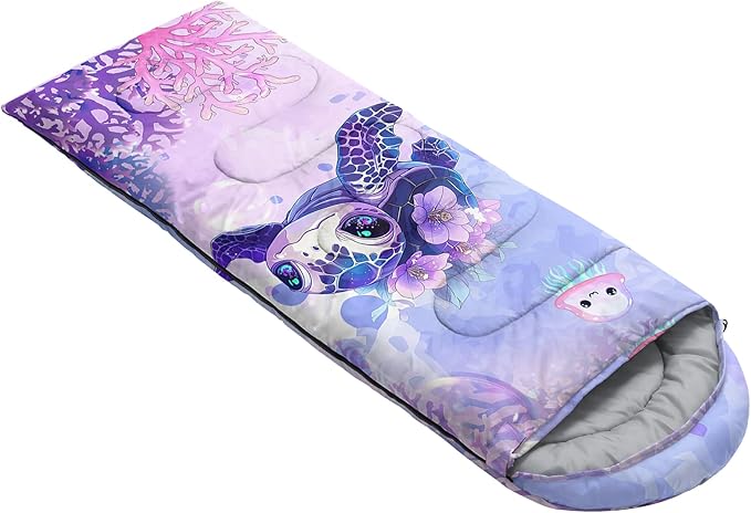 Sea Turtle Sleeping Bag for Kids Boys Girls,Ocean Themed Camping Gear,Waterproof Compact Sleeping Bag for Camping Backpacking Outdoor Hiking.
