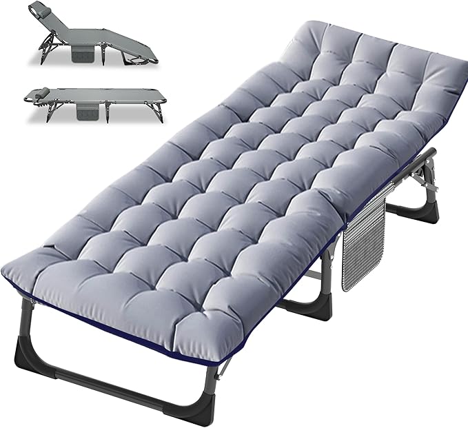 LILYPELLE Folding Camping Cot, Extra Wide Heavy Duty Sleeping Cots with Carry Bag, Double Layer Oxford Portable Travel Camp Cots for Home, Office Nap and Outdoor Beach