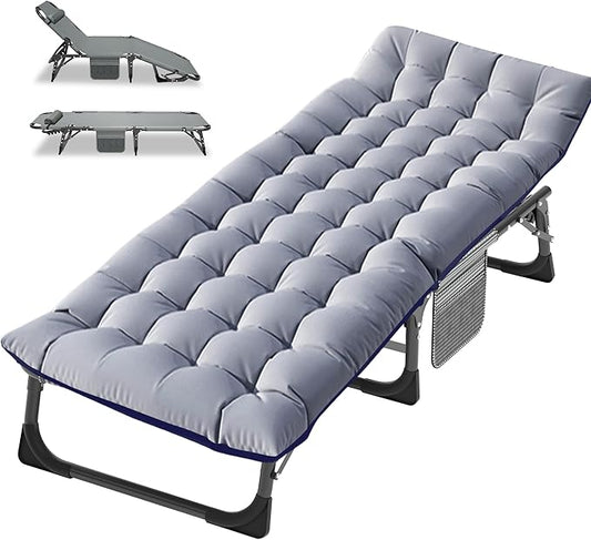 LILYPELLE Folding Camping Cot, Extra Wide Heavy Duty Sleeping Cots with Carry Bag, Double Layer Oxford Portable Travel Camp Cots for Home, Office Nap and Outdoor Beach