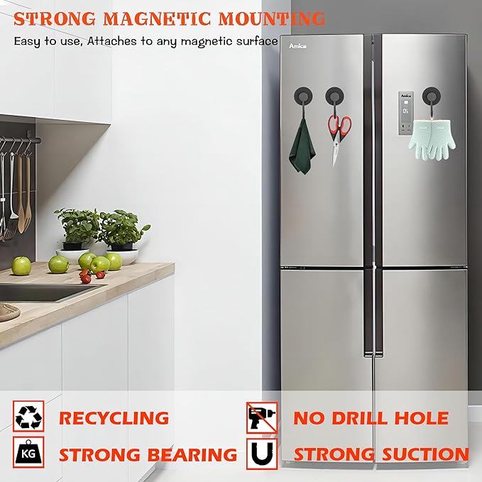 4 Pack Magnetic Grill Hooks, Magnet Hooks for Grills for Utensils, Strong Magnetic Hook for Barbecue Tool, Outdoor Hanging, Refrigerator, Grill, Kitchen