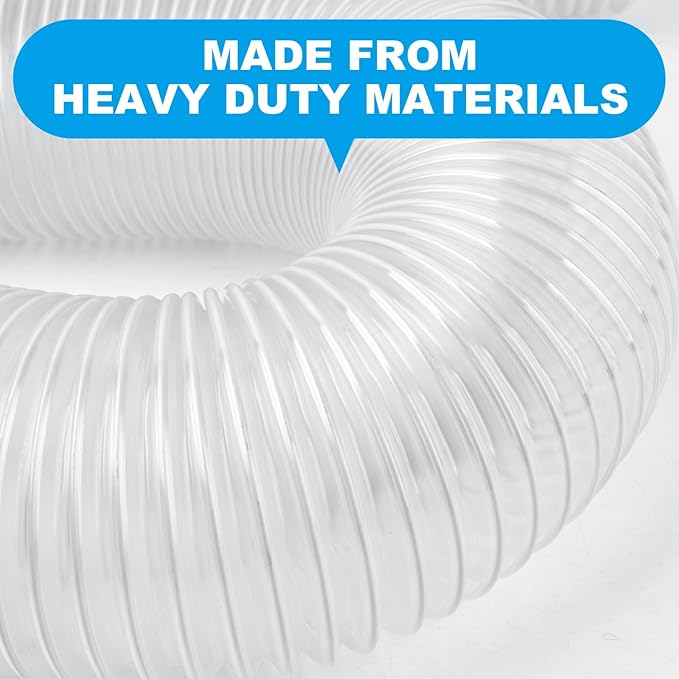 2 1/2" x 20' Heavy PVC Dust Collection Hose,Flexible Clear Debris and Fume Collection Hose with Stainless Steel Hose Clamps for Dust Collectors with 2 1/2" Ports, Ideal for Shop Vacuums