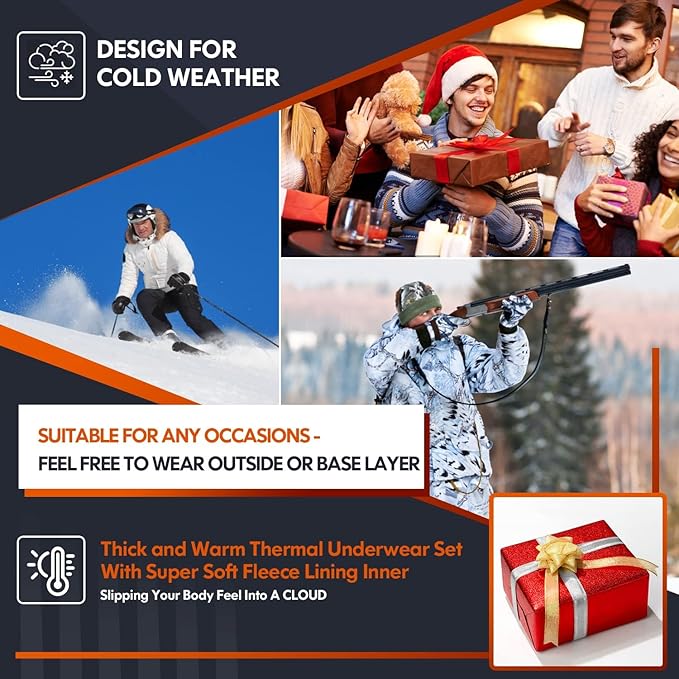 CL convallaria Thermal Underwear Long Johns Set Mens Winter Gift Hunting Gear Sport Base Layer Bottom Top