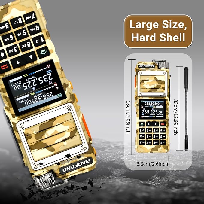 BAOFENG UV-25 PRO 10W Heavy Duty Radio Handheld Tri Band Baofeng Waterproof Radio Tri Band Ham Radios 999CH 5200MAh BatteryType-C Charging UHF VHF MW FM Air NOAA Multi-Band Receiver (Yellow)