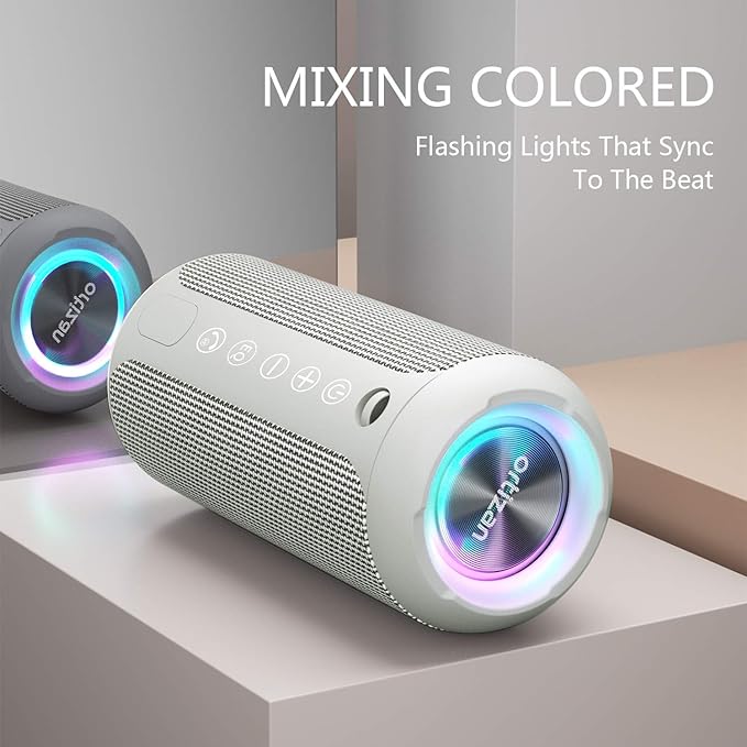 Ortizan Portable Bluetooth Speaker, IPX7 Waterproof Wireless Speaker with 24W Loud Stereo Sound, Outdoor Speakers with Bluetooth 5.0, 30H Playtime,66ft Bluetooth Range, Dual Pairing for Home