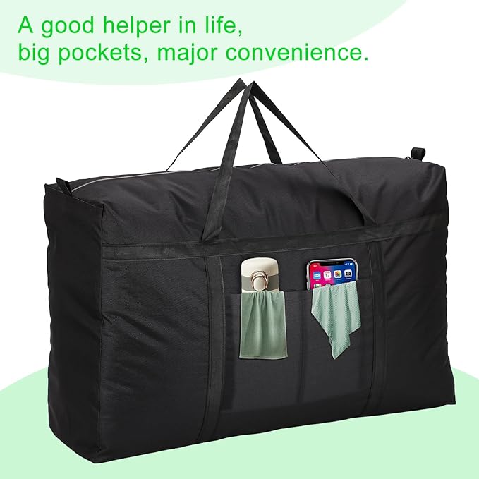 Extra Large 258L/68 Gallon Duffel Bag, Heavy Duty Waterproof Nylon, Foldable Duffle Bag with Additional Pockets for Travel, Storage, Moving, Space Saving, Christmas Tree