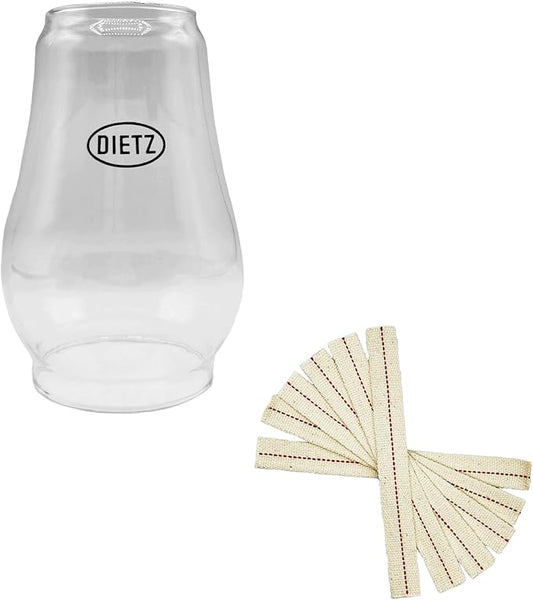 Light of Mine - Dietz #80 Blizzard Oil Lantern with 7/8" Replacement Wick Strips (Replacement Blizzard Globe with Wick)