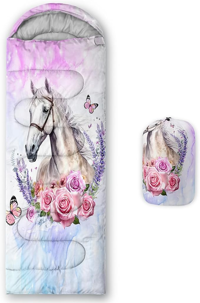 HOSIMA Dear Hunting Pattern Cold Weather Sleeping Bags for Adults,Black Light Weight Sleeping Bags for Kids Adults,WaterProof Sleeping Bags for Outdoors Hiking.