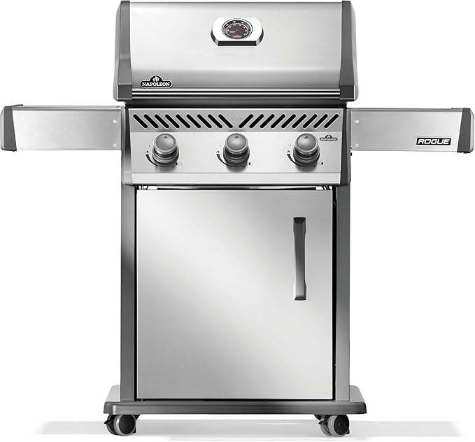Napoleon Rogue 425 Propane Gas Grill, Stainless Steel, Durable 3-Burner Grill