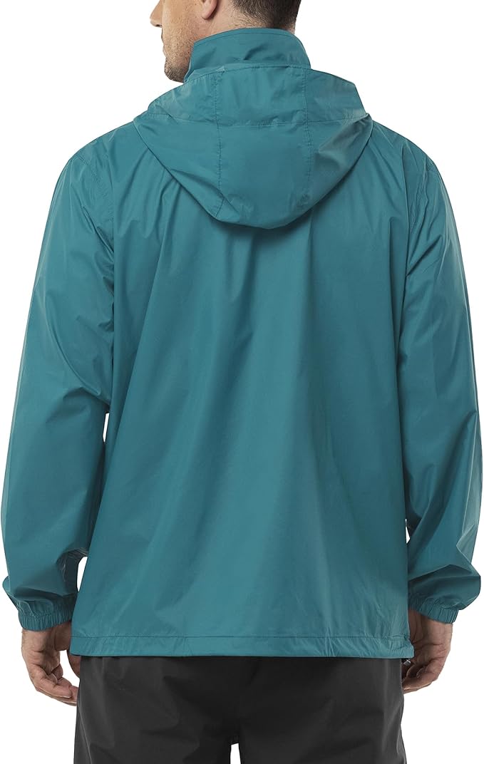 Outdoor Ventures Men's Rain Jacket Waterproof Lightweight Packable Rain Shell Raincoat with Hood for Golf Hiking Travel