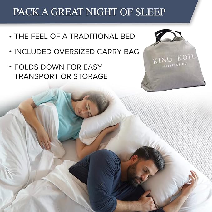 King Koil Luxury Air Mattress 16in Full Size Beige with Built-in Pump for Home, Camping & Guests-Inflatable Airbed Luxury Double High Adjustable Blow Up Mattress, Durable - Portable and Waterproof