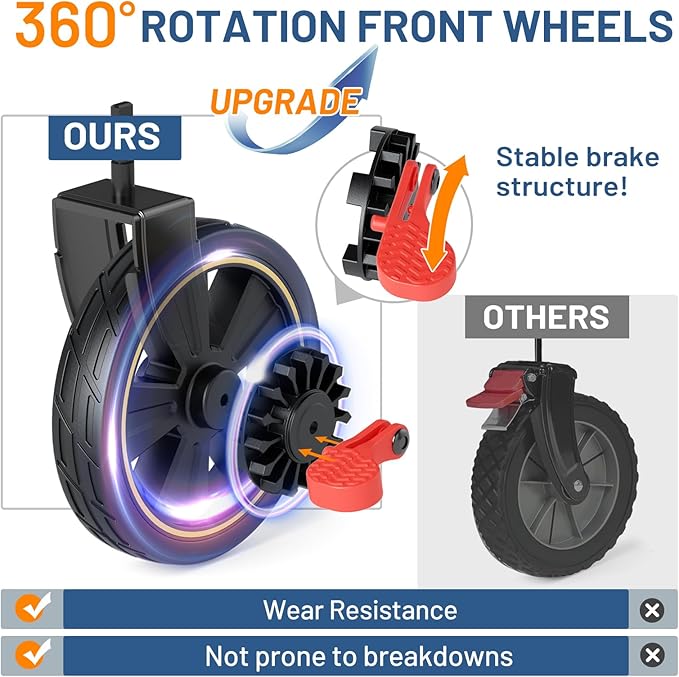 TIMBER RIDGE 51.2'' Extended Collapsible Wagon Cart with Brakes and Cargo Net, 350LBS Heavy Duty Foldable Utility Wagon with Adjustable Handle, 400L Capacity Portable Cart for Camping Sports Shopping