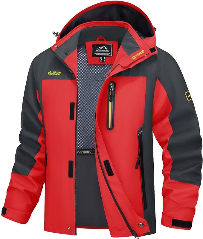 MAGCOMSEN Men's Hooded Windproof Water Resistant Rain Jacket Windbreaker 5 Pockets for Hiking,Fishing,Travel