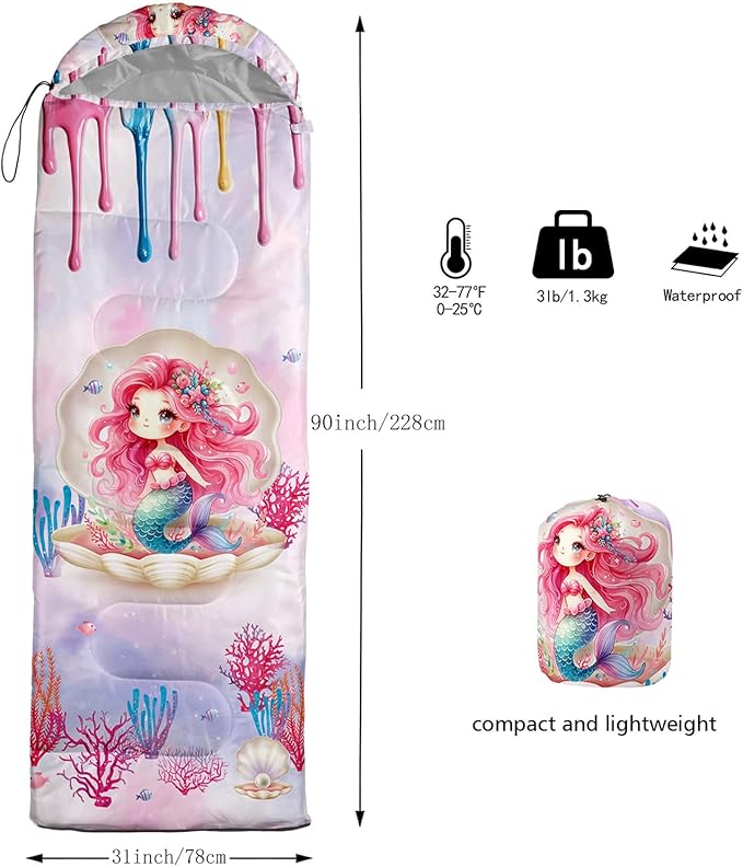 HOSIMA Dear Hunting Pattern Cold Weather Sleeping Bags for Adults,Black Light Weight Sleeping Bags for Kids Adults,WaterProof Sleeping Bags for Outdoors Hiking.