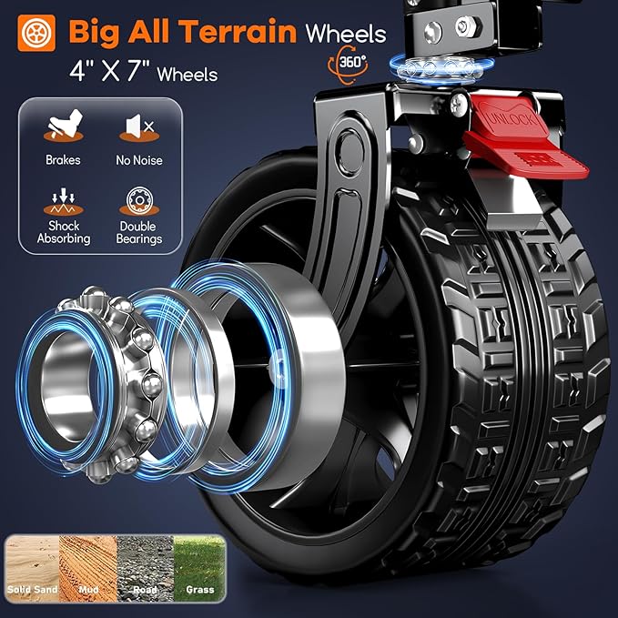 48" L Collapsible Wagon Cart Foldable, 560LB Weight Capacity 300L Heavy Duty Folding Beach Wagons with Big All-Terrain Wheels, Utility Carts for Groceries, Shopping, Camping, Sports - Grey