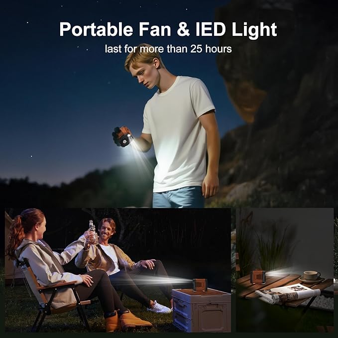 Portable Fan for Under Shirt, Waist Fan Clip On Belt, 4-in-1 Rechargeable Body Fans with LED Light, Phone Stand, Fast Charging 4-Speed Hip Personal Fans for Baby, Mowing, Work, Kitchen, Truck