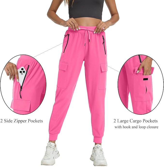 Kcutteyg Womens Water Resistant Hiking Pants with Pockets Quick Dry Soft Athletic Workout Joggers Pants for Camping Travel