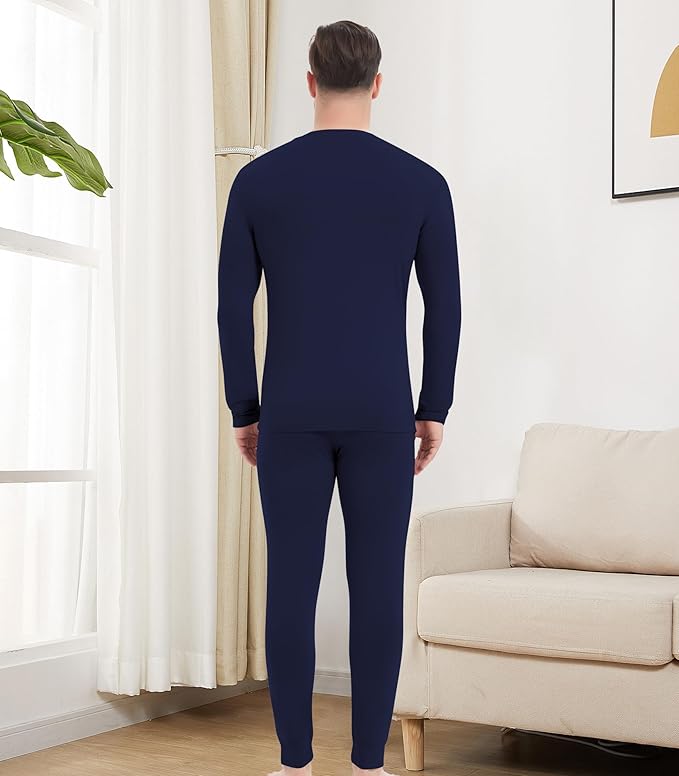 NACHILA Men's Thermal Underwear Set-Viscose Made from Bamboo, Soft Long Sleeve Base Layers Top and Bottom Warm Long Johns Set
