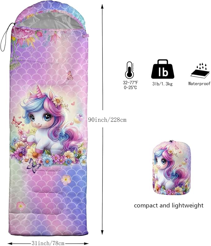 Sea Turtle Sleeping Bag for Kids Boys Girls,Ocean Themed Camping Gear,Waterproof Compact Sleeping Bag for Camping Backpacking Outdoor Hiking.