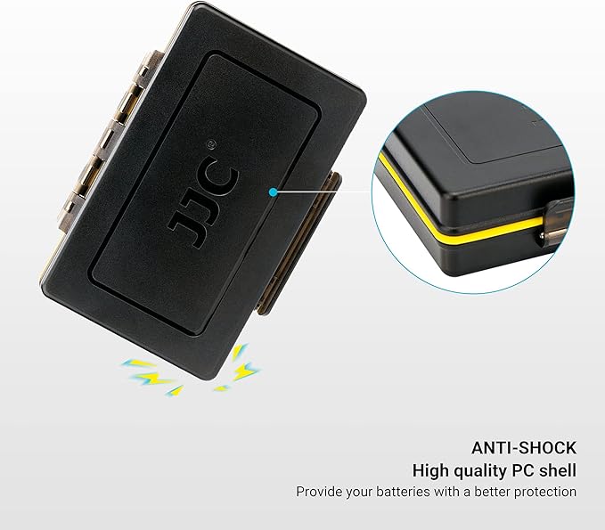 JJC 16 Slots AAA Battery Case, Shockproof & Water-Resistant Battery Storage Box Holder Organizer for 16 x AAA Battery, PC Shell Easy to Carry