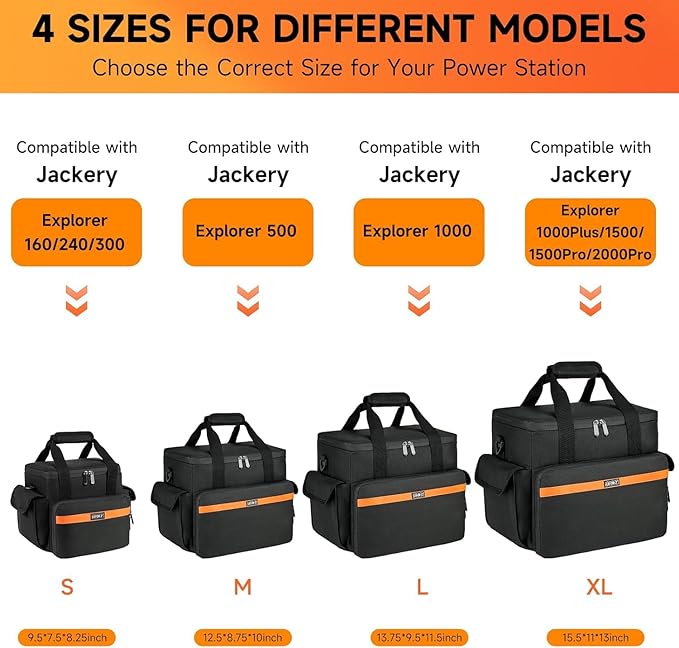 Carrying Case Compatible with Jackery Explorer 1000/ECOFLOW River Max/Bluetti EB70S/GRECELL T1000 Portable Power Station,Travel Storage Bag for Charging Cable and Accessories(Bag Only)