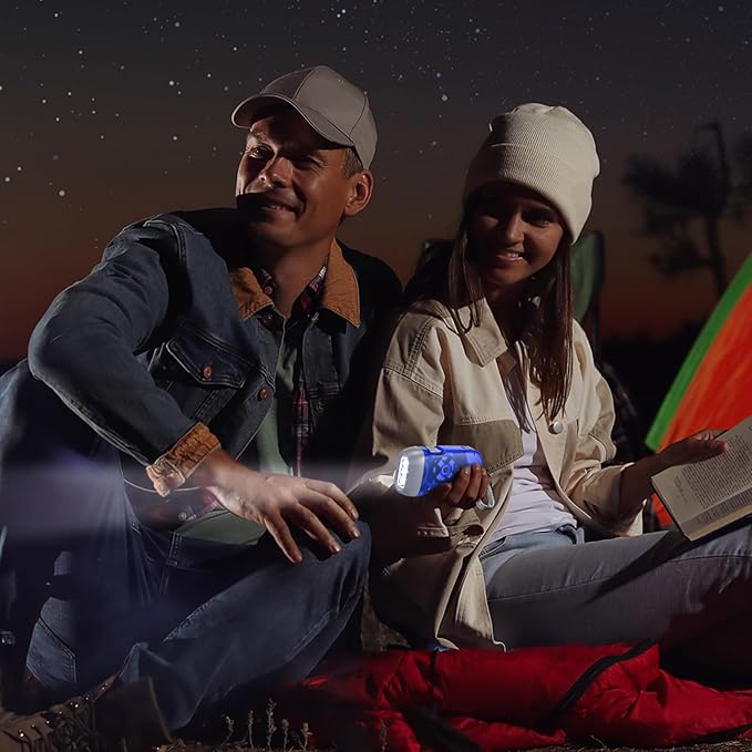 Treela 36 Pcs Hand Crank Flashlights Operation Christmas Items Bulk Squeeze Flashlight No Battery Required Torchlight 3 Powered Charging for Emergency(Red, Blue, Orange, Purple)