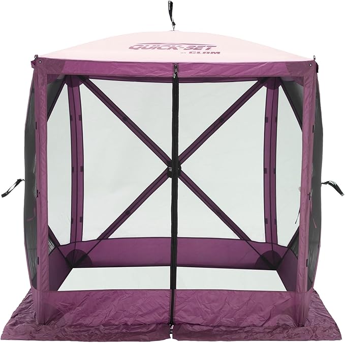 CLAM Pop Up Screen Tent, Outdoor Camping Gazebo Canopy, Traveler, 6' x 6', Plum