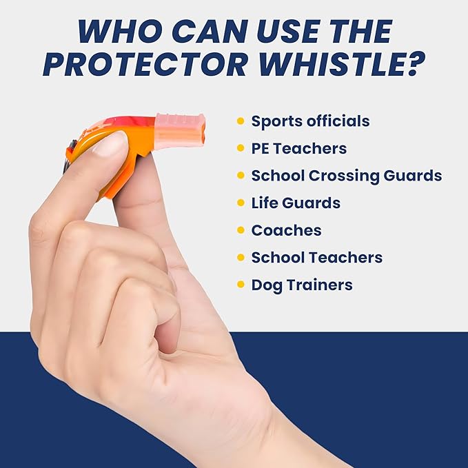 The Protector Whistle P51 - Coach Whistle - Official Whistle for Sports, Removable Cushioned Mouth Grip, Loud Safety Whistle for Adults with Breakaway Lanyard - Emergency Whistle Teacher Lifeguard
