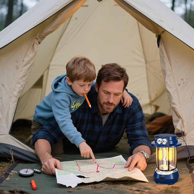 HOMY Camping Lantern Rechargeable, 5 Lighting Modes + SOS Flash - Dual Charging (USB-C/Solar) Portable & Water-Resistant , Ultra-Light Owl Lamp for Kids Camping Gift