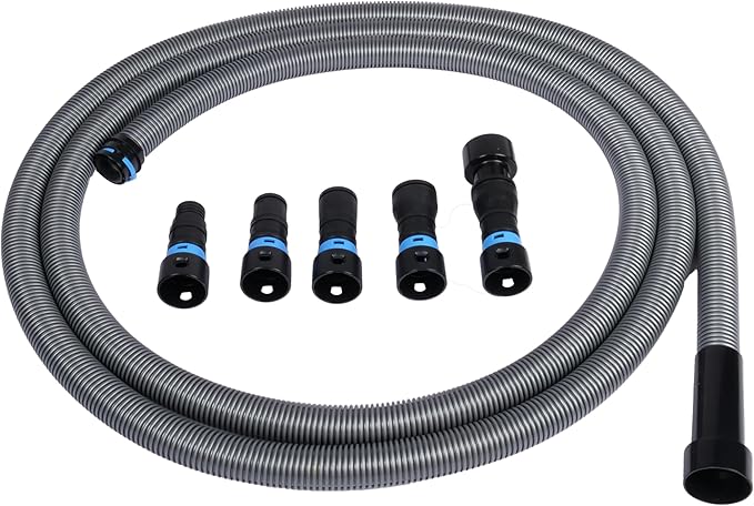 Cen-Tec Systems 94709 Quick Click 16 Ft. Hose for Home and Shop Vacuums with Expanded Multi-Brand Power Tool Adapter Set for Dust Collection