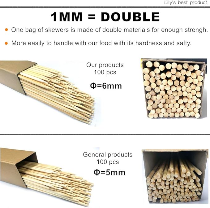HOPELF 36" Natural Bamboo Skewers Sticks for Marshmallows，S'Mores，BBQ，Kabob，Grilling，Barbecue，Roasting，Camping.More Size Choices 6"/8"/10"/12"/14"/30"(100 PCS)