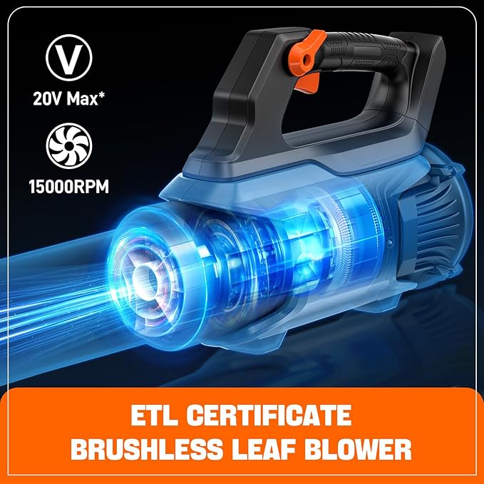 SENIX 20V Max Leaf Blower, Cordless, Brushless, Handheld, Up to 450 CFM and 100 MPH, 2 Speed Mode, Cruise Control, Lightweight, Tool Only, Battery and Charger Not Included(BLAX2-M3-0)