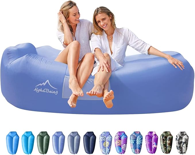 AlphaBeing Inflatable Lounger Beach Chair Accessories, Air Sofa Hammock Inflatable Couch for Camping Backyard Lakeside with Compression Sacks, Ideal Outdoor Gifts for Adults