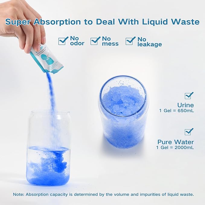 Portable Toilet Absorbent Gel, Portable Toilet Powder Poo Urine Powder for Camping Outdoor Hiking