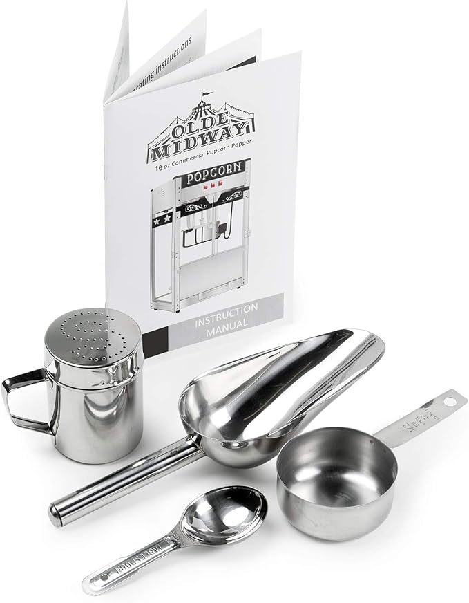 Olde Midway Commercial Popcorn Machine Maker Popper with Extra Large 16-Ounce Kettle - Black